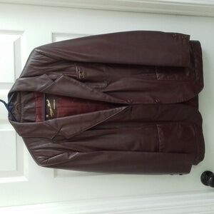 Etienne Aigner Burgandy Leather Blazer Size 18